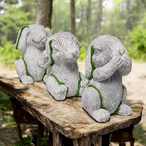 3pc dog garden ornaments - garden, grey