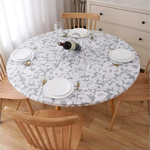 Round vinyl fitted tablecloth - round,