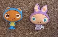 8/9"APPX 2 RARE SOFT TOYS WAYBULOO BLUE/MAUVE NOK TOK LAULAU CLEAN CONDITION