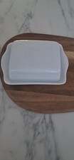 Simple Plain White Ceramic Butter Dish Vgc