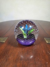 Vintage Caithness Flower In The Rain Scottish Art Glass Paperweight 