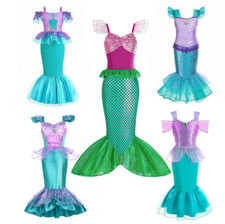 Kids Girls Mermaid Lovely Costume Cosply Princess Halloween Birthday Party Dress