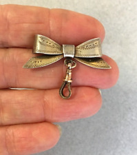 ANTIQUE 9ct YELLOW GOLD DOG CLIP VERMEIL POCKET WATCH SUSPENSION BOW PIN ladies