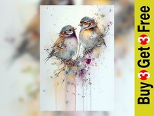 Graceful Sparrows - Watercolor