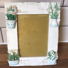 Vintage Photo Frame With Lilies And Tulips For Photos Approx 5” X 7”