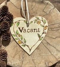 Handmade in UK Toilet Engaged Vacant Double Sided Wooden Hanging Door Sign