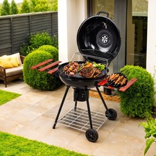 Portable Charcoal BBQ Round Kettle Grill 57cm Grill Adjustable Vent + Two Wheels