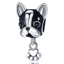 French Bulldog Dangle Paw Charm Pet Puppy Best Friend Sterling Silver 925 Bead