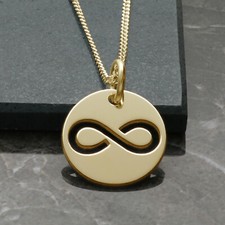 9ct Yellow Gold Forever Love Infinity Pendant Charm Optional Chain Necklace Gift