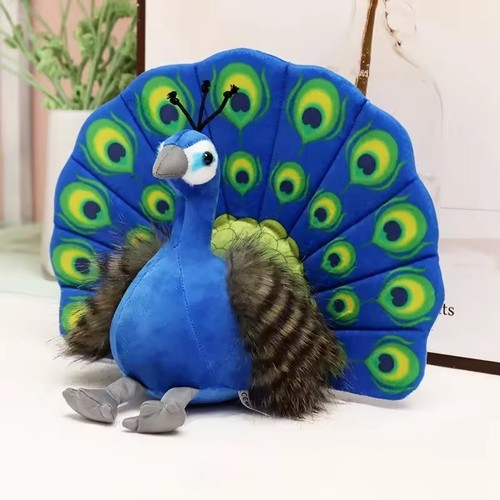 Peacock plush toy - plush, blue