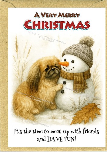 Pekingese dog christmas - dog, card