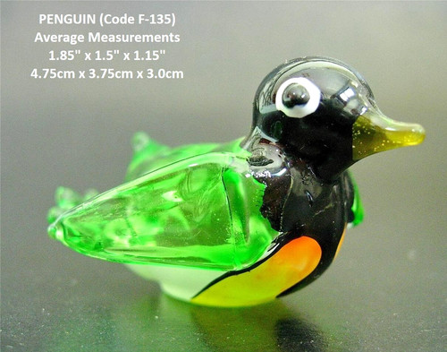 Blown glass penguin figurine - blown,