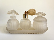 Vintage Art Deco Style Frosted Glass Atomiser Vanity Dressing Table Set 