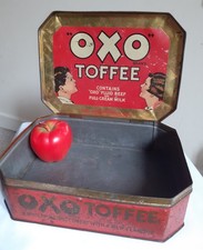 RARE LARGE VINTAGE OXO TOFFEE TIN COUNTER SHOP DISPLAY c1930 ADVERTISING 4lb