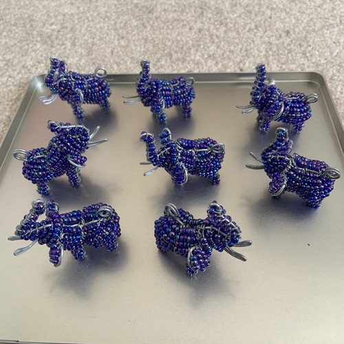 Wire beaded elephant keychain - wire,