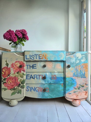 Painted sideboard colourful - painted,