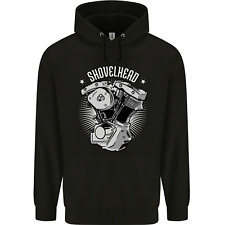 Shovelhead Motorcycle Engine Biker Mens 80% Cotton Hoodie