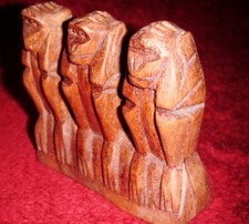 Handcrafted Wooden Three Wise Monkeys Figure Gift W 4"