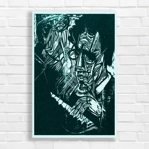 Cubist abstract teal canvas - cubist,