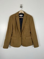 Hobbs Blazer UK 10 Mustard Brown Moon Tweed 100% Wool Jacket Blake Hackness Suit