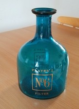 Vintage Players No 6 Turquoise Bottle / Decanter 1970s Cigarette Advertising