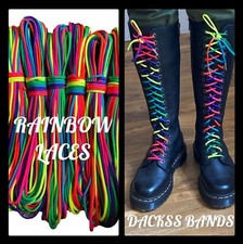  4mm Rainbow Paracord Laces Gay Pride LGBT DM's Shoes Trainers Boots Doc's Aglet
