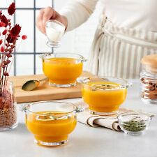 410ml Small Clear Glass Soup Bowl Set 2/4/6 w/ Handles Dishwasher Safe Pasabahce
