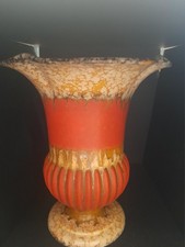 Vintage Bohemia Orange Fat lava Urn/ Campana.