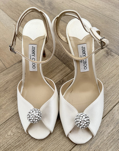 Jimmy choo white leather peep - white,