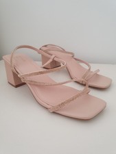 Friends Like These Block Heel Sandals Rose Gold Diamante Size 5
