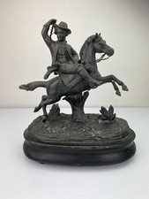 Vintage Spelter Figure On Wood
