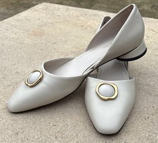 Charles & Keith Stone Embellished D'Orsay Flats Cream Size 39/6