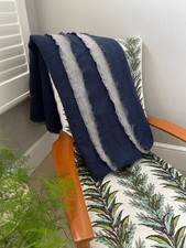 BNWOT RH Restoration Hardware Cashmere Two-Tone Navy-Grey Throw 244cm x 203cm