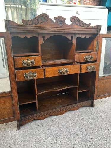 Antique carved oak smokers - oak,