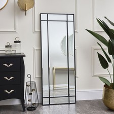 Black Framed Art Deco Wall / Leaner Mirror vintage full length slim tall vintage