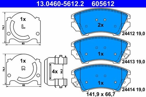 Disc brake pad set - ate, fits