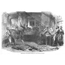 PARIS Destruction of Printing Press at the office of M Boule Antique Print 1849