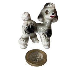 Vintage Porcelain Poodle Dog Puppy Figurine Miniature Japan Kitsch Mini 2.1" S..