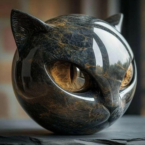 Luxury black cat sculpture - black,
