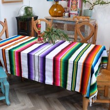 Mexican Serape Blanket - White