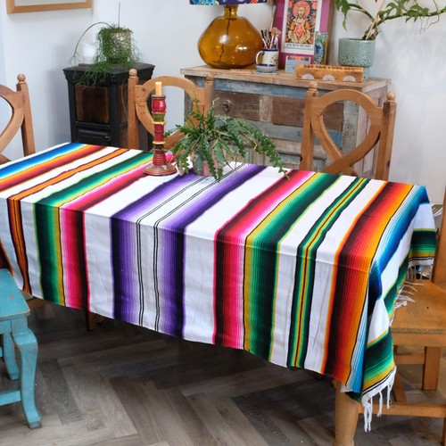 Mexican serape blanket white - serape,