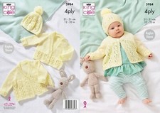 King Cole Baby 4 Ply Knitting Pattern - 5984  Matinee Jacket, Cardigan & Hat