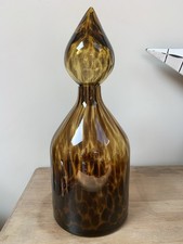 Vintage Art Glass Amber Tortoise Shell Effect Decanter