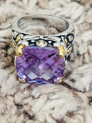 Vtg ring purple cubic - sz, 7
