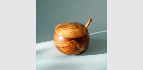 Olive wood salt cellar with - olive,