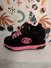Heelys black suede style pink roller shoes skates trainers UK 12 double wheel