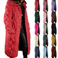 Women Jumper Cardigan Sweater Ladies Loose Cable Knitted Holiday Casual Overcoat