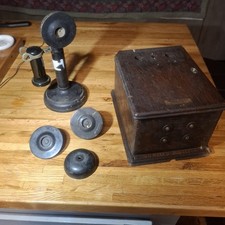 Antique Vintage Phone Lot Candlestick Telephone Parts Oak western electric 
