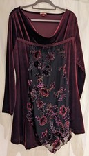 Dress Joe Browns 18 Maroon Quality Velvet Comfort Fit Stretch Lace  Devore Panel