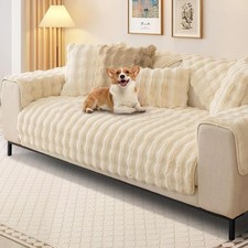 Soft Fluffy Fur Sofa Covers Seat Couch Settee Non-slip Protector Thick Slipcover